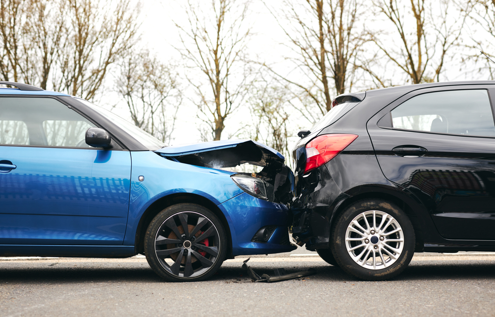 Two,Cars,Involved,In,Traffic,Accident,On,Side,Of,The